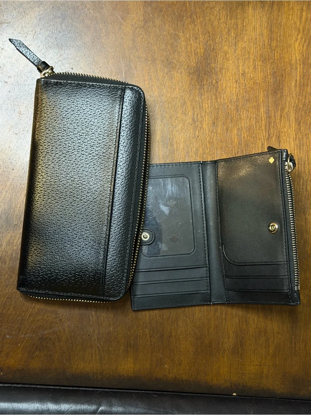 kate spade Black Pebbled Leather Shoulder Tote with Wallet and Card Pouch